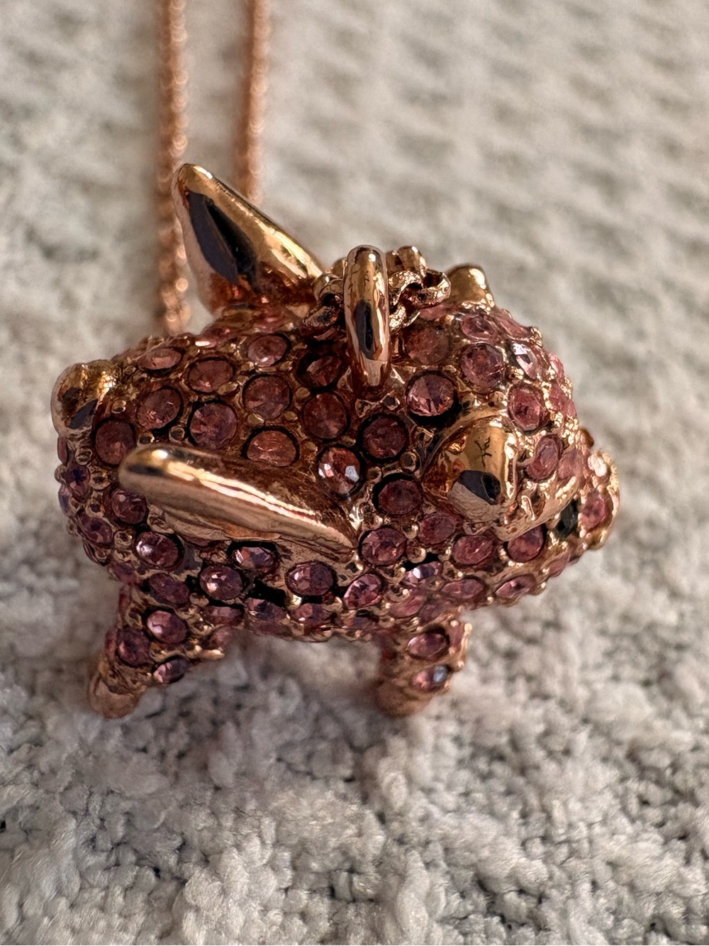 Kate Spade Imagination Pavé Pink Flying Pig Necklace Rose Gold